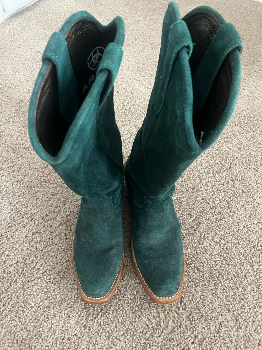 Ariat Memphis Square Toe Blue Suede and Leather Western Boots 7.5B - Picture 6 of 7